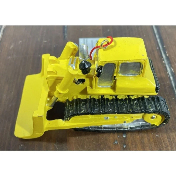 Bulldozer Black Yellow Christmas Holiday Ornament NWT Cake Topper Construction - Picture 3 of 5